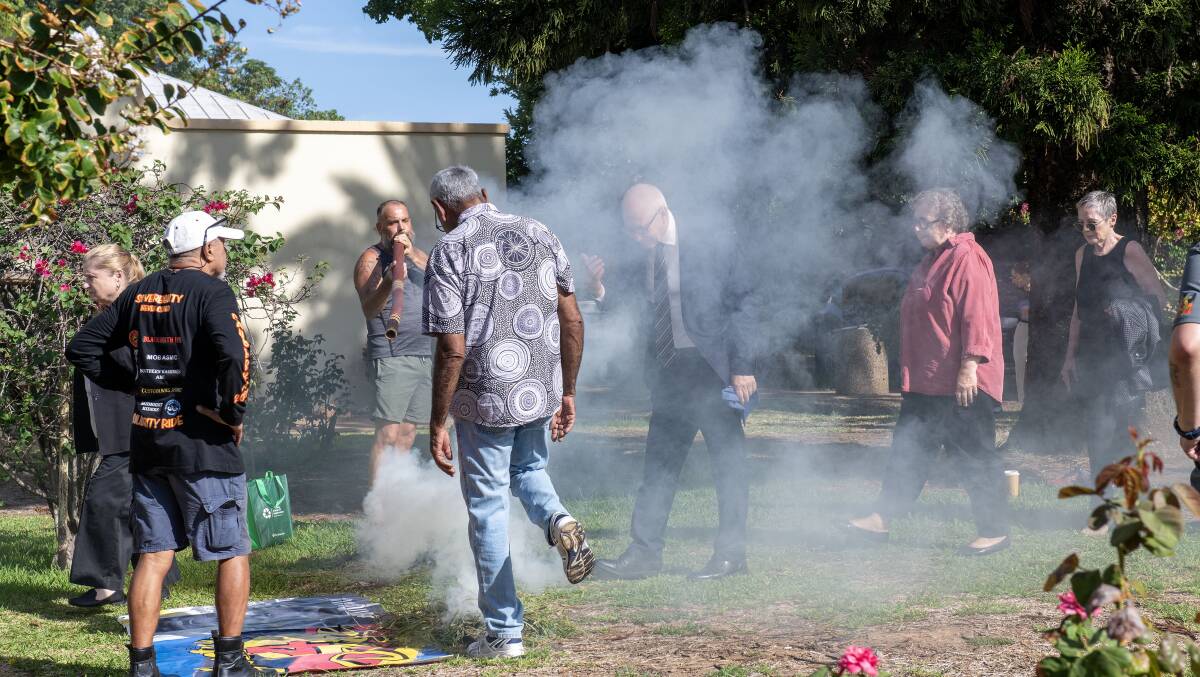 A smoking ceremony was attended by members of Dubbo hospital staff and Dougie's family. Picture by Belinda Soole