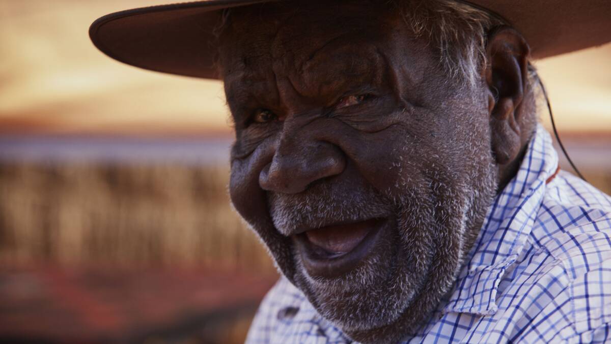 Reggie Uluru, a well known traditional owner, watched on with other senior Anangu as Wintjiri Wiru was launched on May 10, 2023. Picture supplied by Voyages Indigenous Tourism Australia