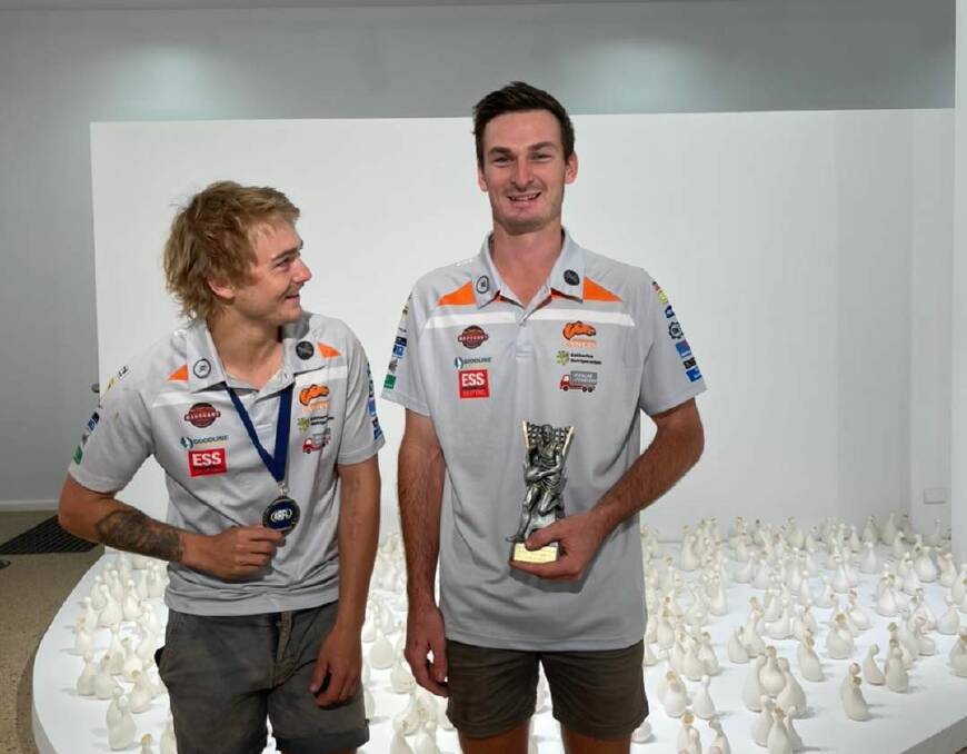 Ricky Walsh and Josh Carlin were recognised for their efforts with the Katherine Camels this season while Katherine South Crocs' Amie Antonello picked up best and fairest in the women's. Picture Katherine Camels Facebook.