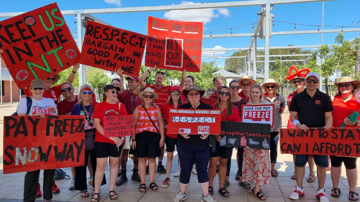 Katherine teachers went on strike to protest against a four-year pay freeze.