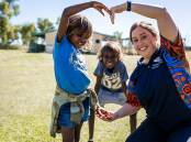 RFDS Mental Health Clinician Hannah West with students Leshontay and Tracey.