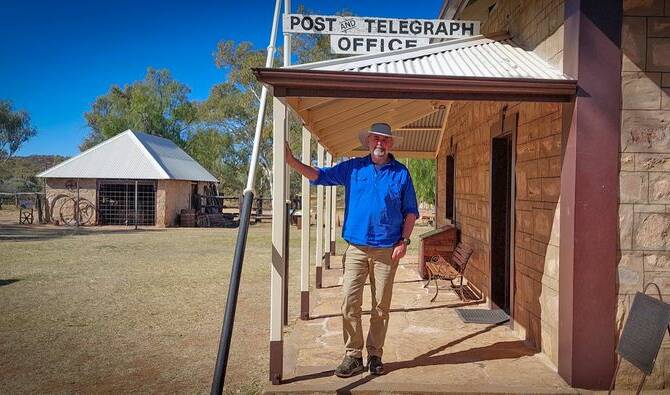 Darwin historian Derek Pugh at the Alice Springs Telegraph Station Historical Reserve. Picture: Derek Pugh, Twenty to the Mile. 