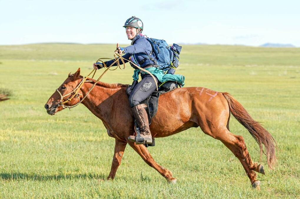 Katherine's Jess Di Pasquale on day two of the Mongol Derby. 