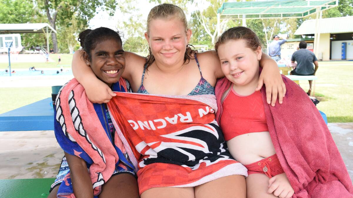 HOLIDAY FUN: Shantelle Bishop, Katie Gurney and Faith Macpherson have kept themselves entertained these school holidays with a range of free activities.