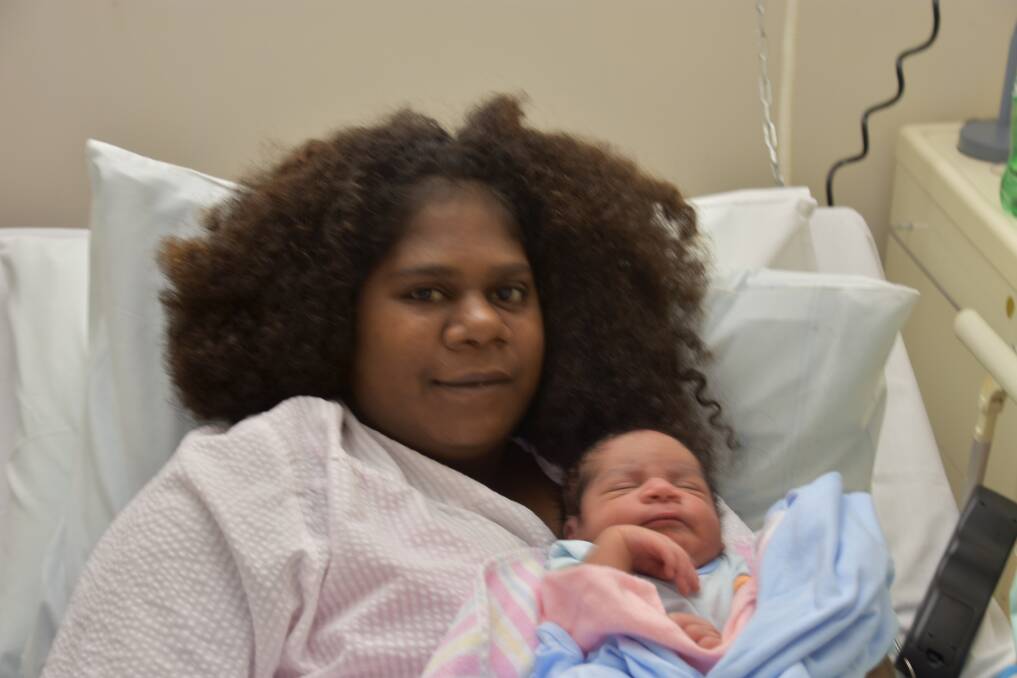 Raoni Isaac with her first baby boy, Michael Isaac, born on Wednesday November 6 at Katherine Hospital. 