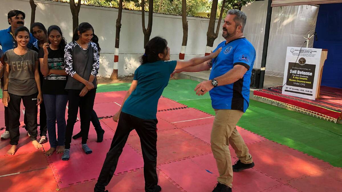 Katherine Muay Thai instructor David Flood embarked on a trip to India to teach young girls self-defence. Picture: David Flood. 