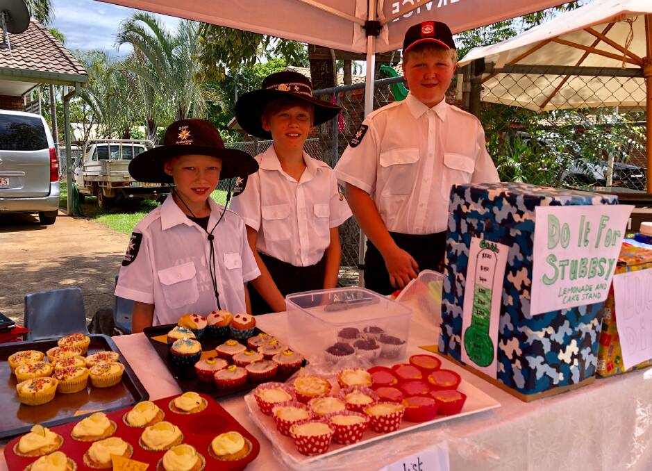 When Lenny Hankinson (right)  heard about the boys’ efforts, he volunteered to join the fundraising event. Lenny, a St John Ambulance cadet from Alice Springs, moved to Katherine with his family in January and will be joining Taitt and Elliott at St John cadets in Katherine. Picture: Annie Hesse. 