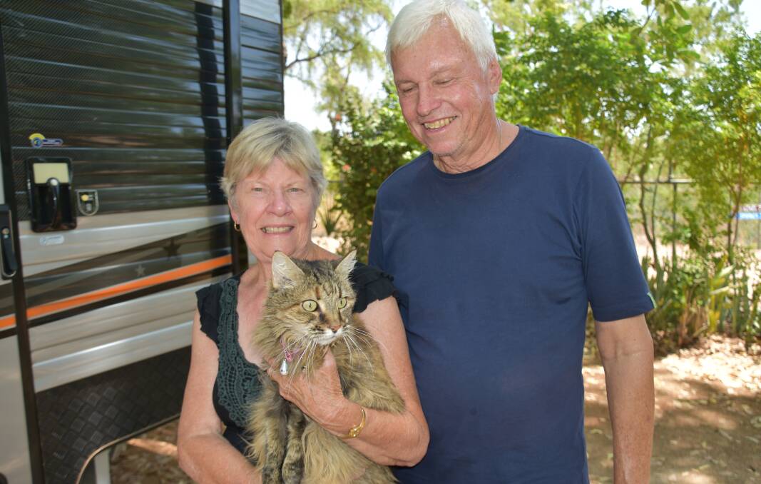 GREY NOMADS: Andrew and Bernice Kostecki are on an extended trip around Australia with their cat Bella. 