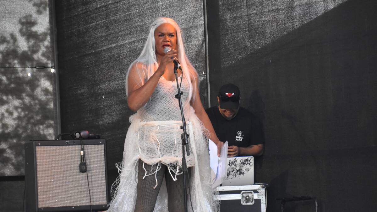 FROM THE BUSH: Constantina Bush kept the audience in fits of giggles with her sassy jokes at the 2019 Junk Festival. 