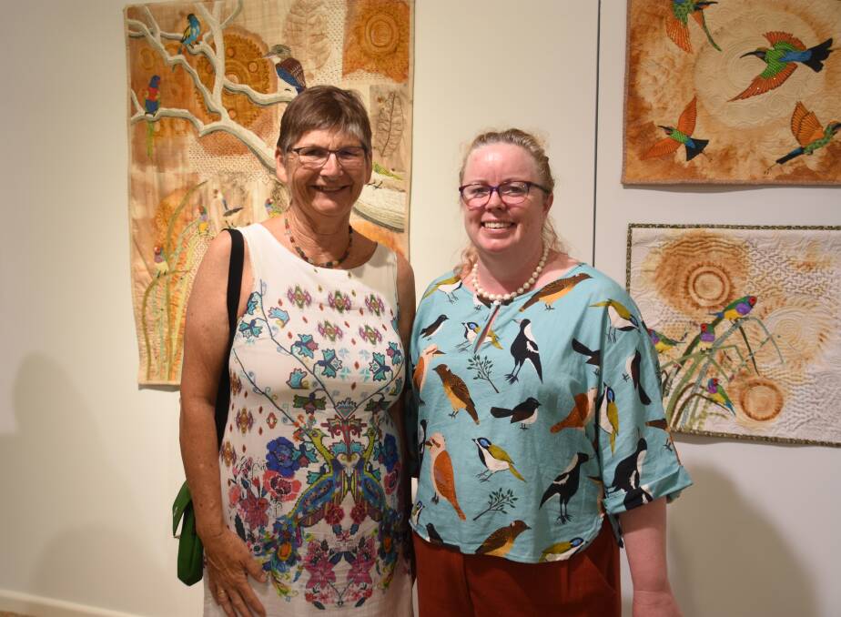 Clare Fuller with artist Mandy Tootell and her work behind.