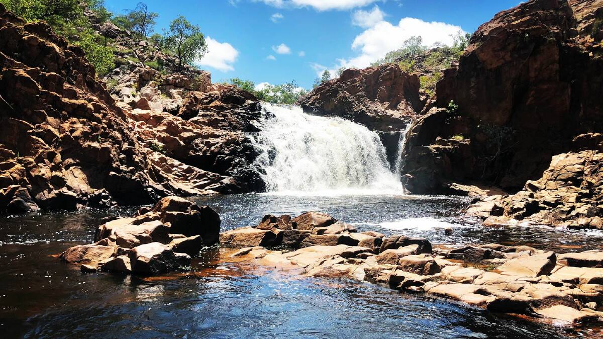 SWIM SPOT CLOSED: The top pool at Edith Falls remains open, while the plunge pool has been closed for the wet season. Picture: Paige Cunningham. 