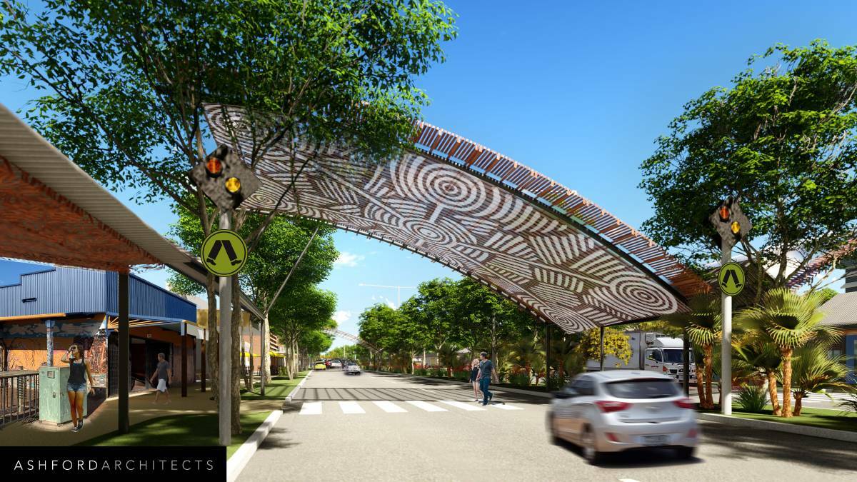 Darwin architect firm Ashford Group Architects were contracted to design a plan for the $5 million CBD Revitalisation project, which included the addition of green trees, shade structures. 