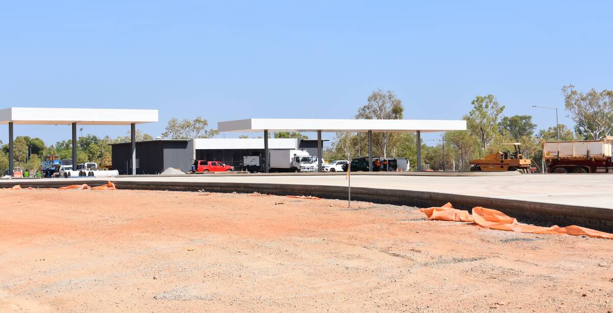 Mitie's construction on the new service station on the corner of Stuart Highway and Bicentennial Road is taking shape quickly. Photo: Chloe Follett. 