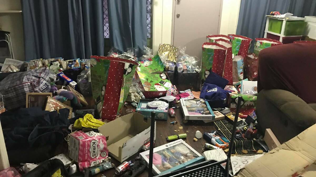 DESTROYED: Alawa Aboriginal Corporation CEO Ken Muggeridge had been collecting and storing Christmas gifts in his home for the 200 children in the community, near Mataranka, for weeks. Picture: Ken Muggeridge. 