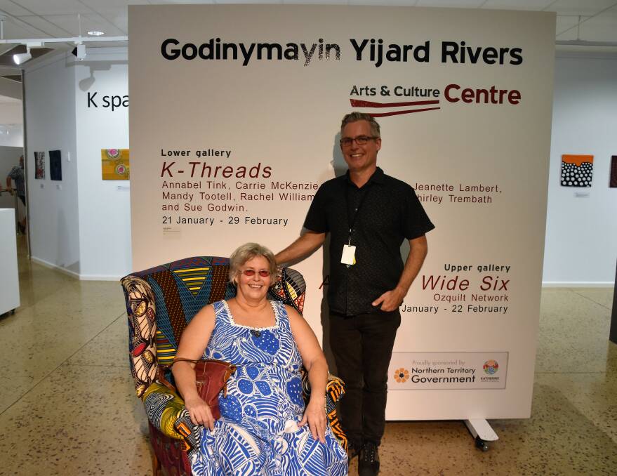 Kim Scott and Godinymayin Yijard Rivers Arts and Culture Centre's curator Brendan Penzer pause for a picture. 