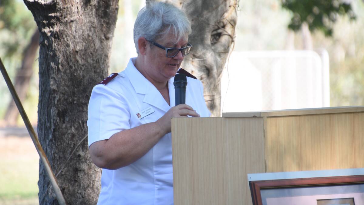 The Salvation Army's Captain Julie Howard speaks at the National Police Remembrance Day ceremony in Katherine. 