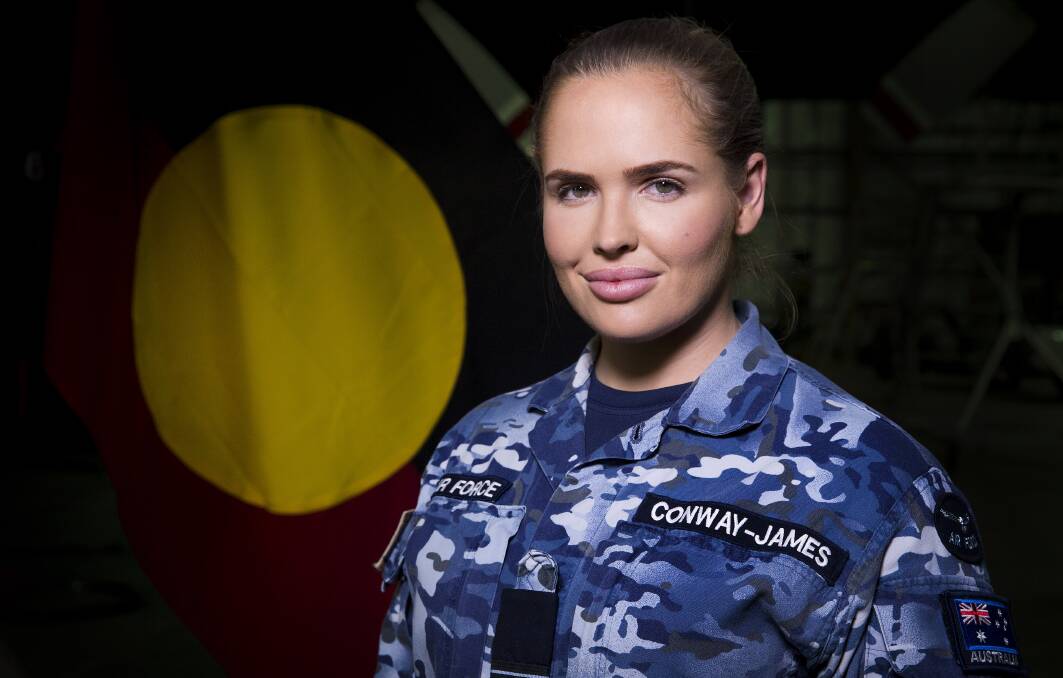 Royal Australian Air Force officer, Flight Lieutenant Sarah Conway-James, is a proud Kamilaroi woman from New South Wales and was deployed to Australia’s main command and logistics base in the Middle East region. Photo: Defence. 