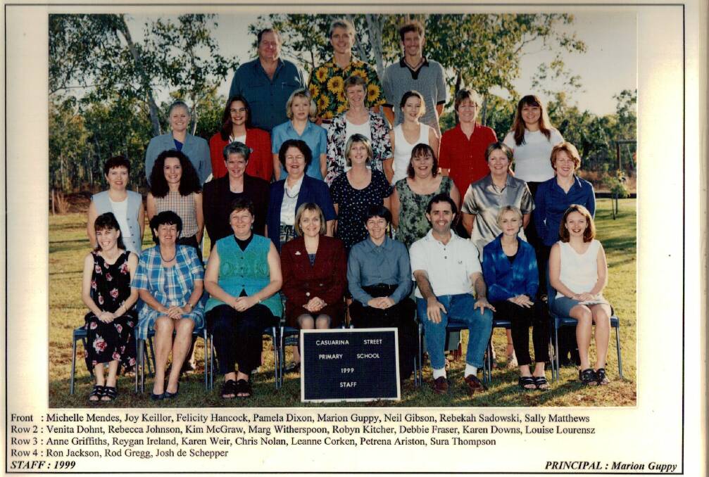 Casuarina Street Primary School staff photo from 1999. Picture: Supplied. 