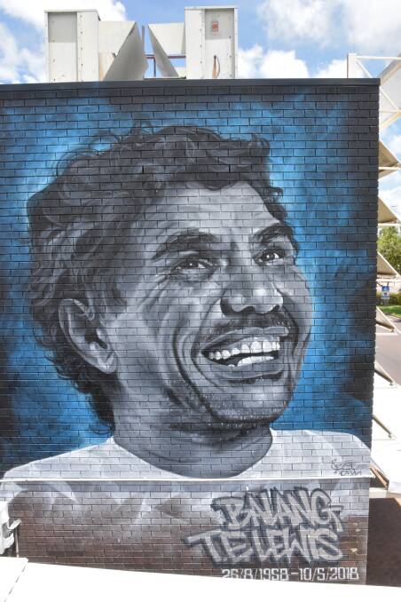 A mural of Balang T. E. Lewis has been painted on Katherine's main street. 