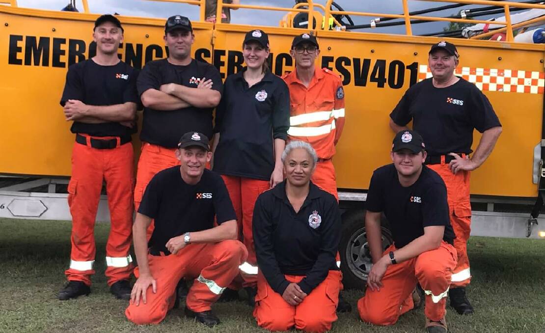 SES volunteers (back) Alex Hitchcliffe, Luke Caban, Madeline Caban, Andrew Dolan, Mark Follett, (front) Ron Green, Riama Baker and Rickie Casey. Picture: Supplied. 