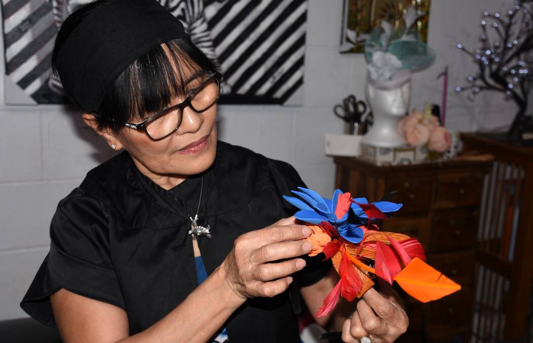 FANTASTIC FASCINATORS: Fe’s Variety Store owner Fe Fahey makes fascinators year round to keep up with demand. 