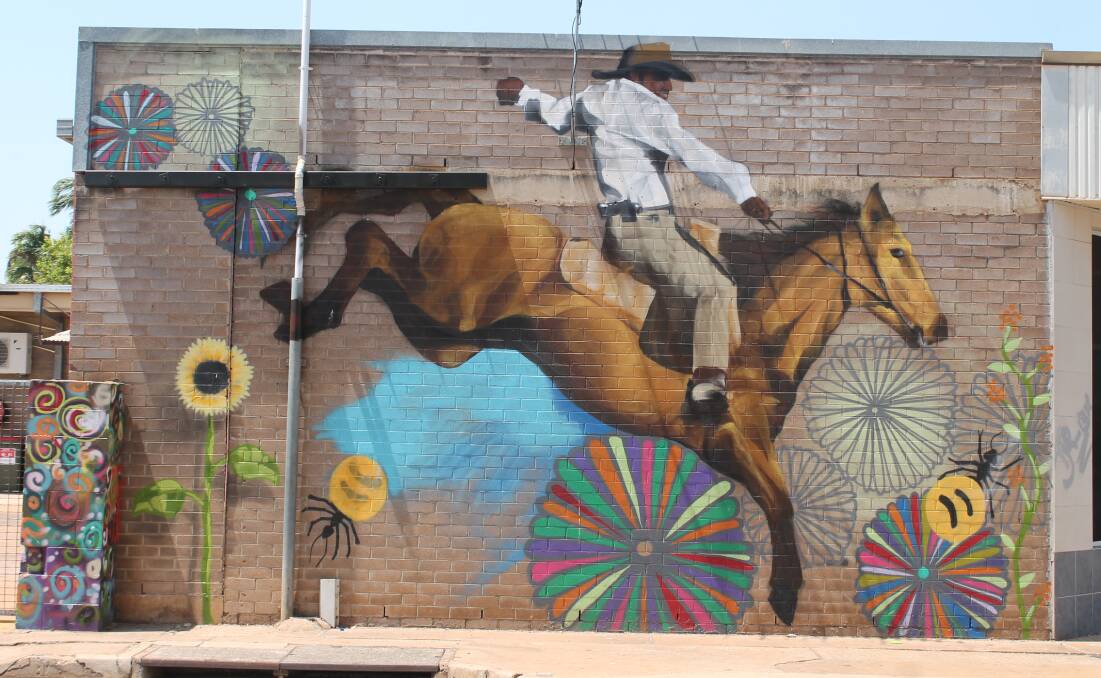The Man from Snowy River was a project taken on last year on the side of the Katherine Doorways Hub building. 