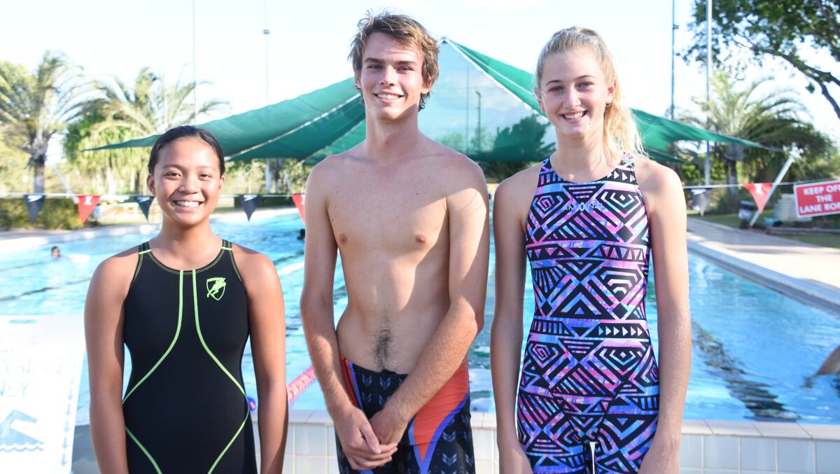 BREAKING RECORDS: Kaia Tisbe, 14, Jim Rollinson, 15, and Talisha Jarrett, 13, will be competing at the Arafura Games this weekend. Iain Sutherland, 14, and Will Wallace, 14, will also be competing. 