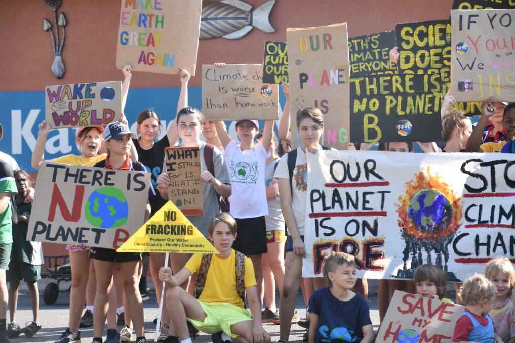 Katherine students put pressure on political leaders to respond to the climate crisis as they joined thousands in the Global Strike for Climate.