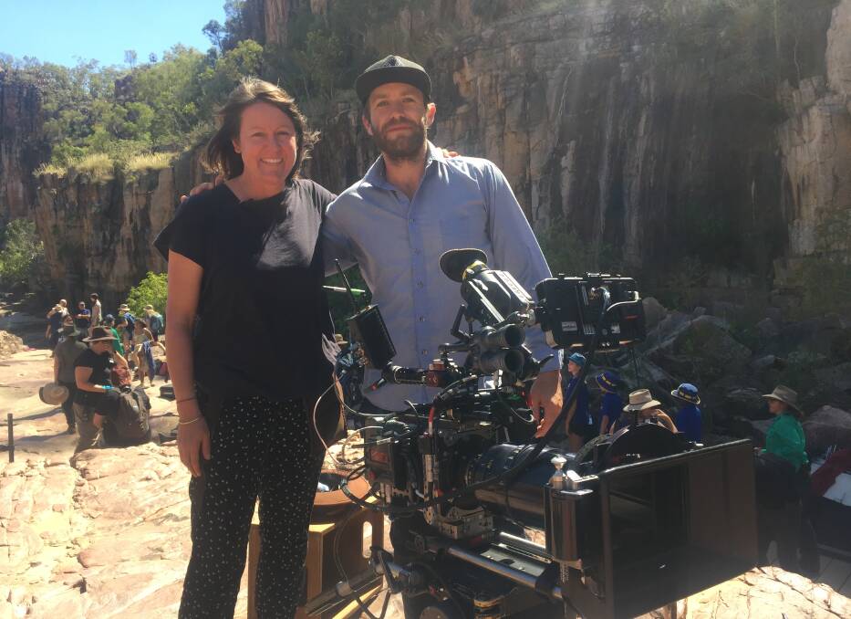 SHOOTING SCENES: Camera man Tim Walsh and directors assistant Emma Masters with just one of the many film cameras on set. 