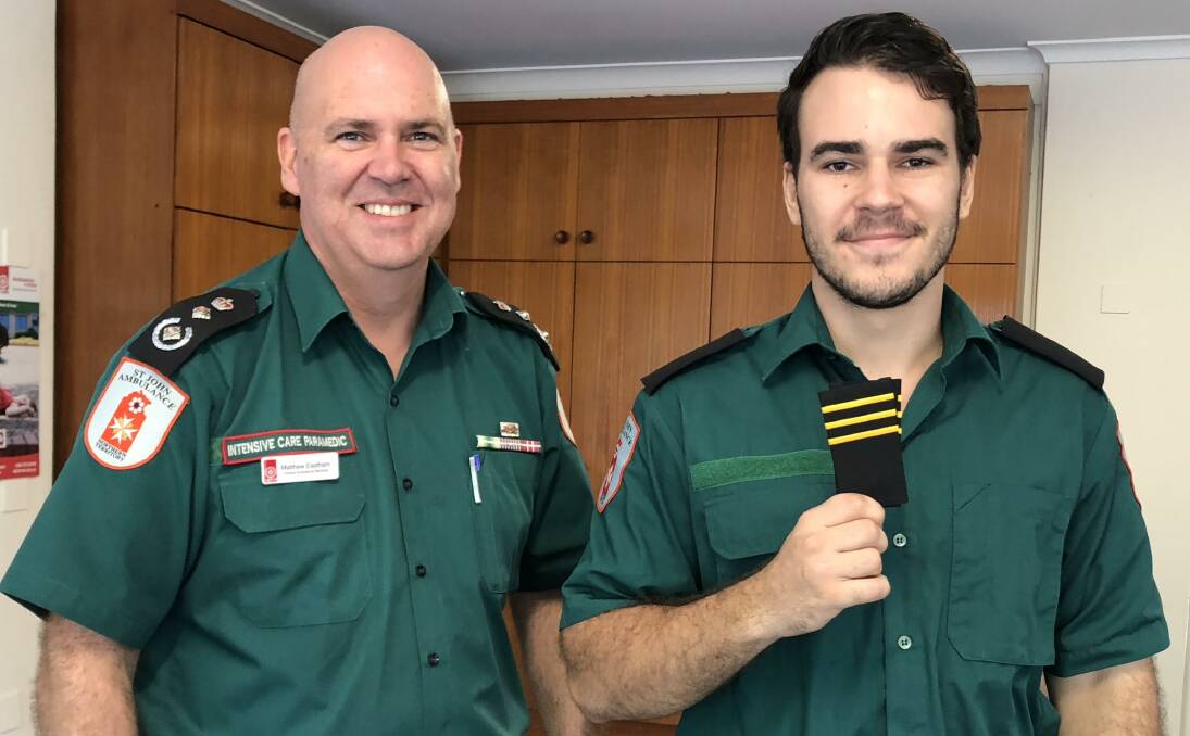 NEW RECRUIT: Director of Ambulance Services St John NT, Matthew Eastham, and new Katherine-based paramedic Alex Pazniewski. Picture: St John Ambulance. 