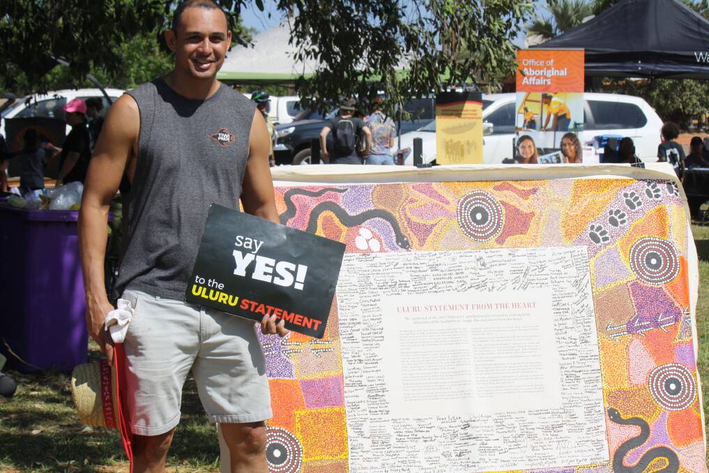 SAY YES: Thomas Mayor at Barunga Festival, has added thousands of signatures to the statement on his road trip. 