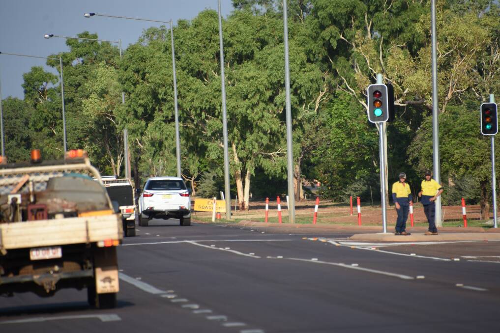 Drivers will have to navigate new traffic lights on the Stuart Highway, switched on for the first time today. 
