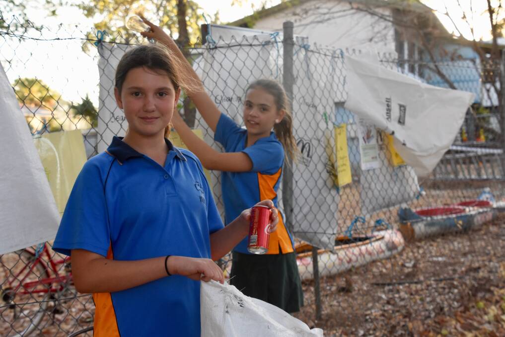 RECYCLING RESCUE: Girl Guides Kylie Lambert and Evie Arnott have taken the town's lack of recycling options into their own hands. 