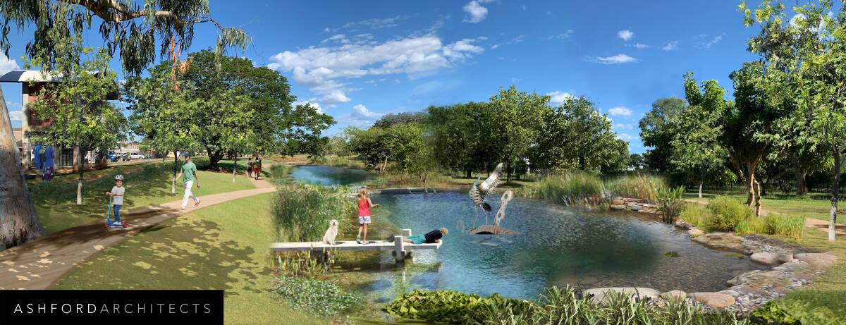 The vision, believed to cost more than the allocated $5 million if implemented in full, incorporates plenty of greenery to cool the remote town of Katherine, which typically sees temperatures above 30 degrees. 
