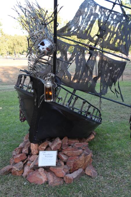 The winning welded sculpture by Patrick Bauer was made out of old car parts, shade cloth and a dinghy. 