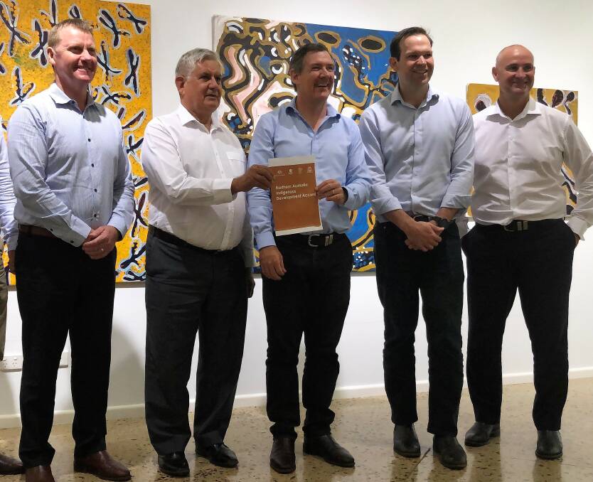 NT Minister for Primary Industry and Resources Paul Kirby, Minister for Indigenous Australians Ken Wyatt, Chief Minister Michael Gunner, Minister Matt Canavan and Member for Gladstone Glenn Butcher. Picture: Supplied. 
