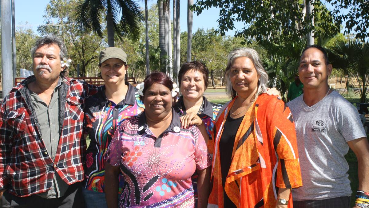 NAIDOC TEAM 2018: Allen Bower, Kylie Stothers, Andrea Read, Maddy Bower, May Rosas and Rodney Hoffman make up the NAIDOC committee and work hard to ensure the celebration continues in Katherine.
