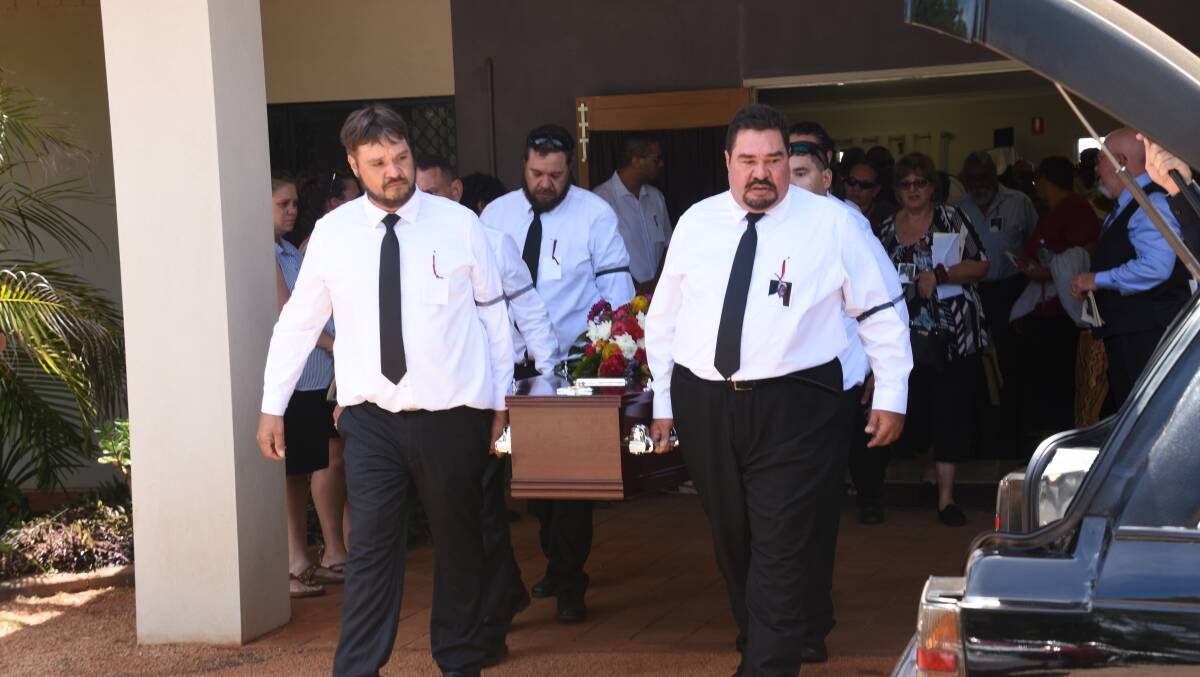 GOODBYE: Hundreds gathered to pay tribute to Pastor George William Rosas today at Katherine Heritage Church. 