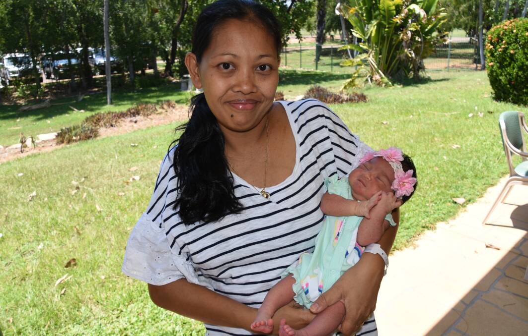 Seneti Orr holds her new baby Monica Joan Putry Orr at Katherine Hospital before she leaves to go home. 