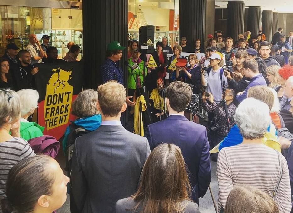 Nick Fitzpatrick from Borroloola, NT, spoke in Sydney today about how fracking will impact his land. Picture: Protect Country Alliance. 
