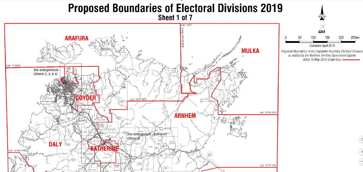 Proposed boundaries of electoral divisions. 