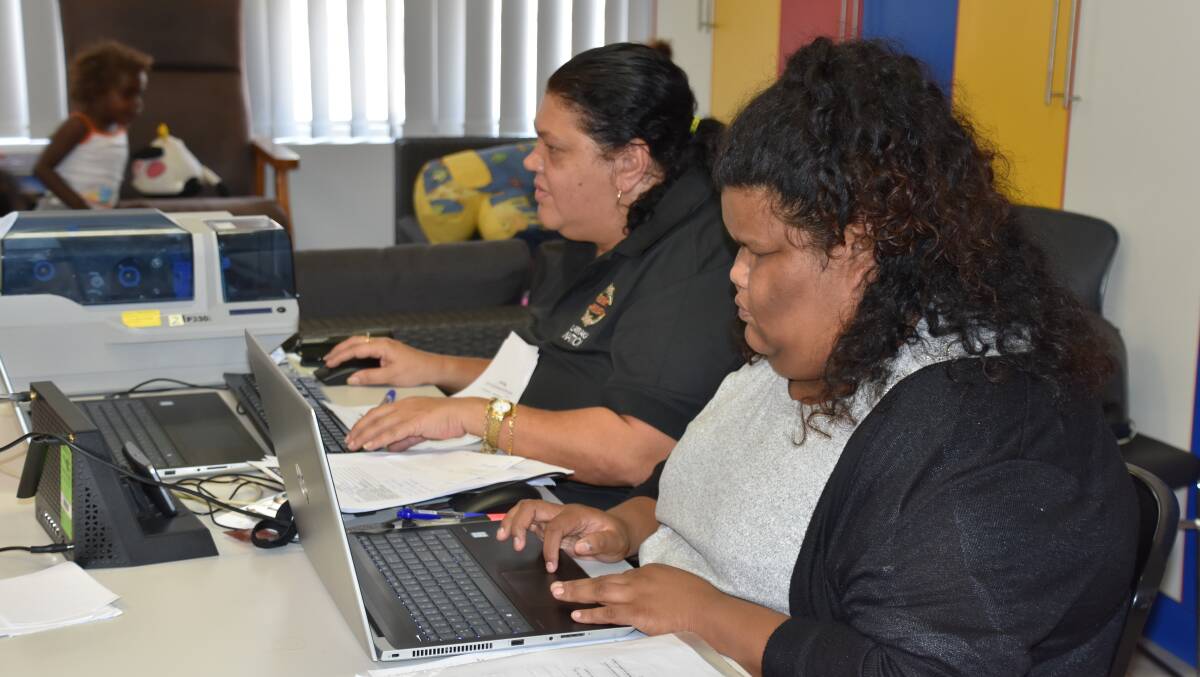 Over two days, Tracey Wills and Evarna Petterson from Larrakia Nation processed about 25 new IDs. 
