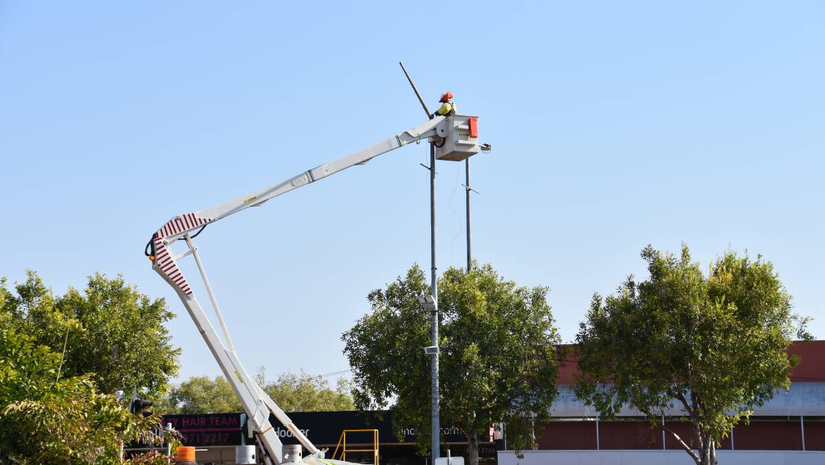 MAIN STREET UPGRADES: Work began this week to install new LED lights on Katherine Terrace. 