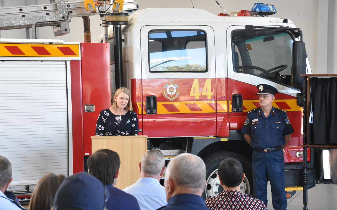 OPEN: Minister for Police, Fire and Emergency Services, Nicole Manison, addressed a packed engine bay at the new fire station today for the official opening. 