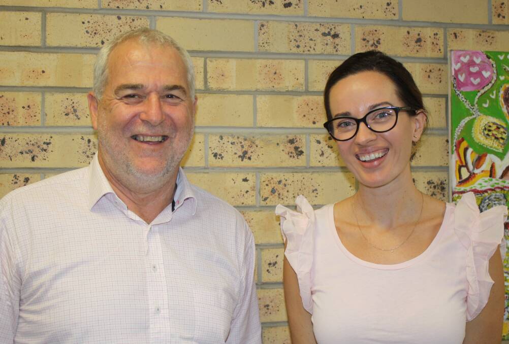 HEADSPACE MEETING: Anglicare CEO Dave Pugh and clinical psychologist and the Executive Manager of Mental Health at Anglicare NT Jade Gooding at the Headspace meeting in Katherine yesterday. 