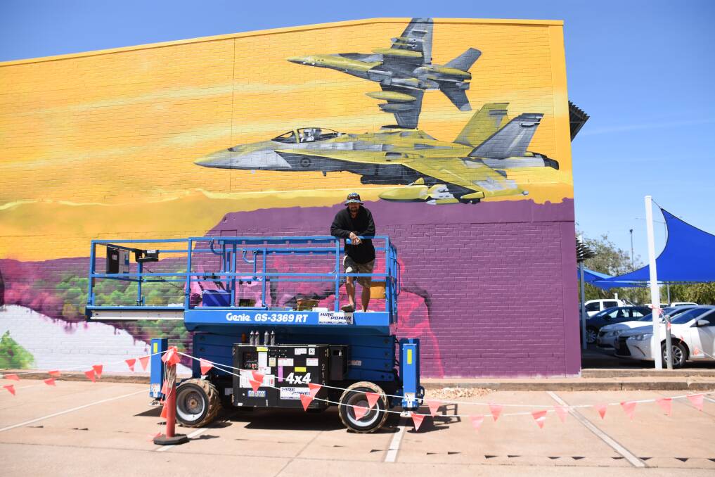 MURAL: Railway Terrace will look a whole lot brighter when a new mural commemorating Katherine's strong history with RAAF Base Tindal is complete. 