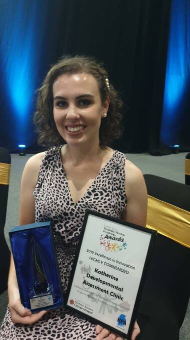 Ashleigh O'Loughlin attended the NT Disability Services and Inclusion Awards on November 2, 2019. Picture: Supplied. 