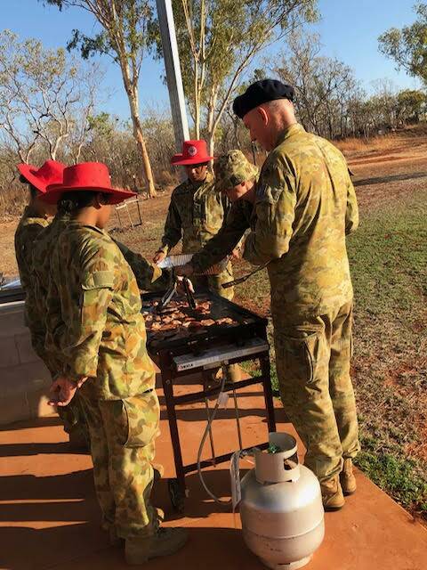 Army Cadets cooked up a storm for RAAF personel to raise money for the Red Cross.Picture: Nicki Asling. 