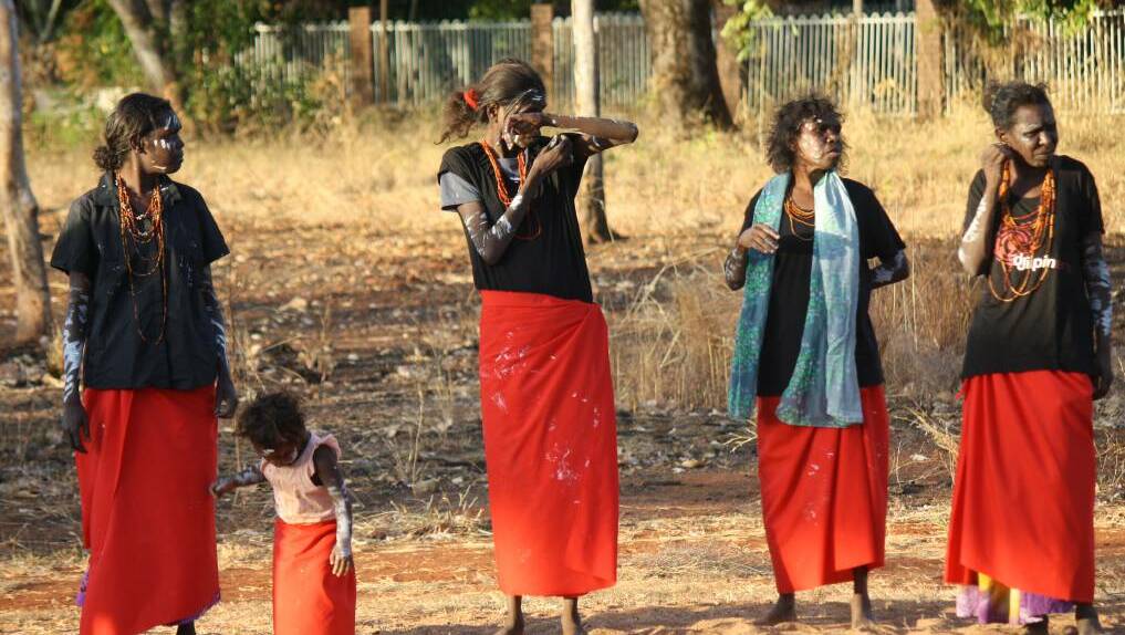HONOURING WOMEN: Djilpin Dancers of Beswick performed the White Cockatoo dance in Katherine recently.