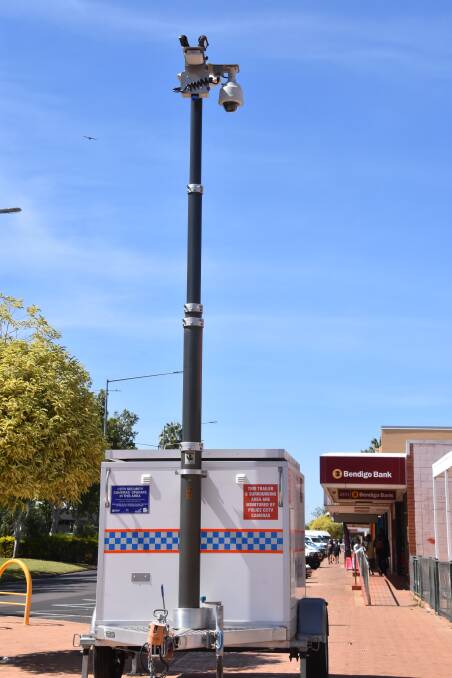 One of Katherine's two mobile CCTV cameras has been deployed to the corner of Katherine Terrace and Victoria Highway, just outside the Bendigo Bank, where the break in occurred last week. 